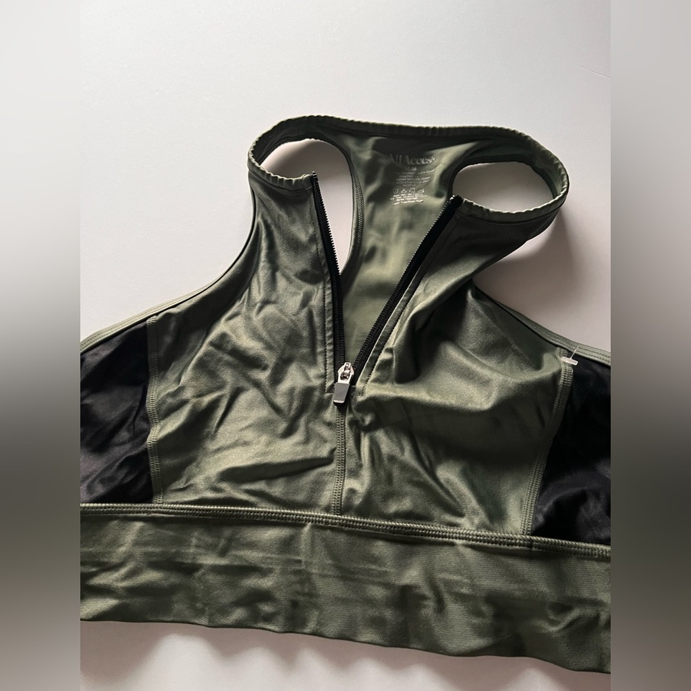 All Access Zip Front Shine Sports Bra Top Size M - Picture 3 of 9